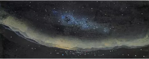 Rinke Nijburg, Milky Way No 2   2014  mixed media on wood  15 x 38,2 cm