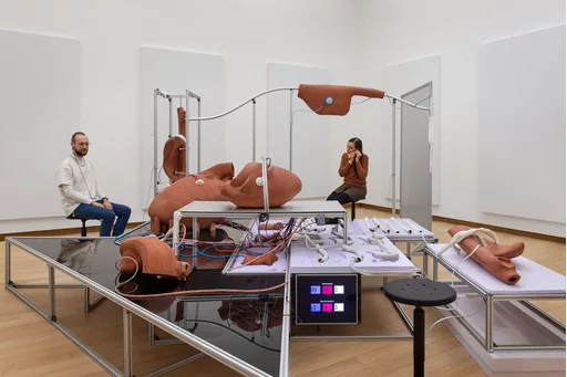 Coralie Vogelaar - Interpersonal Biofeedback Apparatus Encoding Cardiac Fluctuations, 2021 Installation view at Stedelijk Museum Amsterdam Photos: Daniel Nicolas